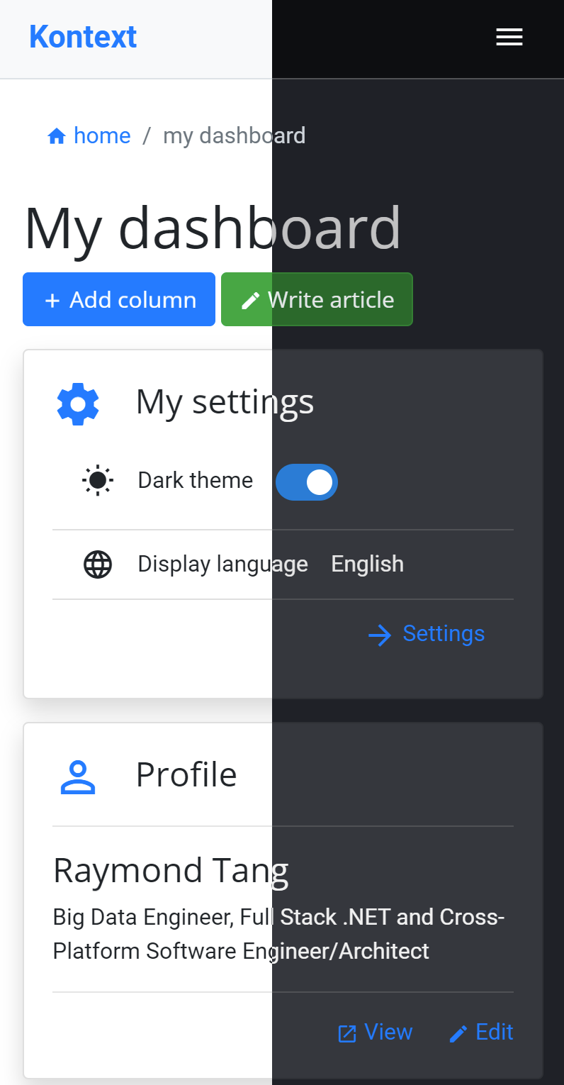 Kontext Dark Theme Mode is Available