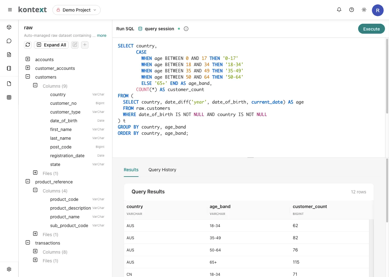 Kontext Data Lake Query Example